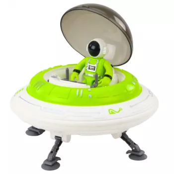 LEAN TOYS UFO Kosmoselaev astronauti kujukesega, tulede ja helidega, roheline