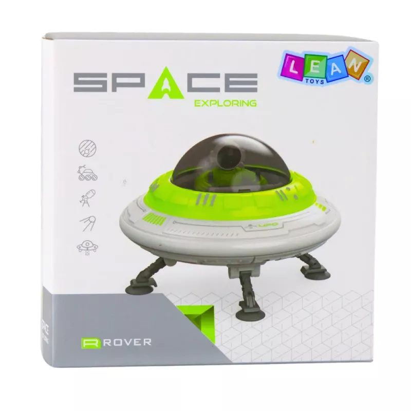 LEAN TOYS UFO Kosmoselaev astronauti kujukesega, tulede ja helidega, roheline