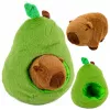 LEAN TOYS Roheline avokaado capybaraga 2-in-1 pööratav plüüšmänguasi 25 cm
