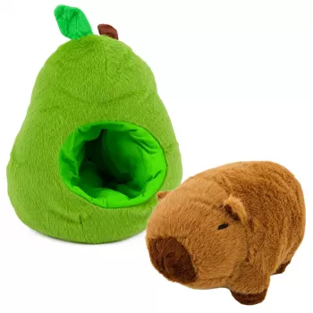 LEAN TOYS Roheline avokaado capybaraga 2-in-1 pööratav plüüšmänguasi 25 cm