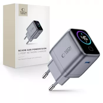TECH-PROTECT POWERVISION NC45W-GAN 1-pordiline võrgu laadija PD 45W tumehall