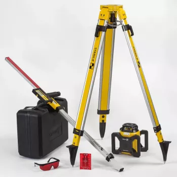 STABILA LAR 160 5-osaline pöördlasernivoo komplekt koos vastuvõtja, statiivi, mõõdelatiga ja kohvriga