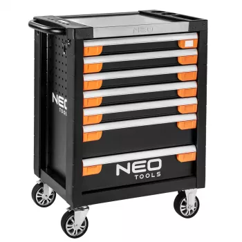 NEO TOOLS 7 sahtliga tööriistakapp PRO 84-220 | 280 kg kandevõime, kuullaagritega sahtlid, punane/must
