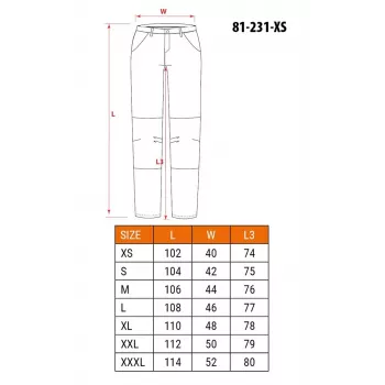 NEO Tools 81-231-XS Kaitsetööpüksid, hall roheliste aktsentidega, suurus XS, 100% puuvill, 270 g/m², CE sertifitseeritud