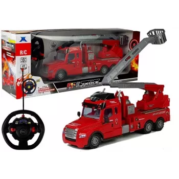 LEAN TOYS Tuletõrjeauto Redeliga R/C Kaugjuhtimisega Mõõtkavas 1:14 2.4GHz Veepihustus Tuled Helid