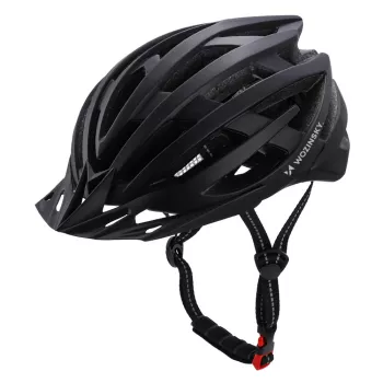 Wozinsky MTB jalgrattakiiver eemaldatava visiiri ja tagumise USB-tuliga 54-57 cm - must