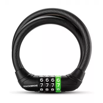 Rockbros 87632 Kombinatsioonlukk kaabliga jalgrattale 115 cm - must