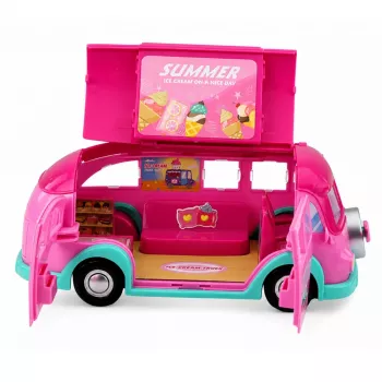 LEAN TOYS jäätiseauto nukumängukomplekt, kokkupandav, roosa, 33 osa