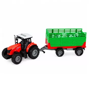 LEAN TOYS Traktor haagisega loomade transportimiseks lehma kujudega, tulede ja helidega, 4 tk
