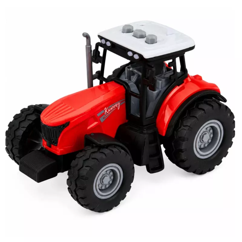 LEAN TOYS Traktor haagisega loomade transportimiseks lehma kujudega, tulede ja helidega, 4 tk