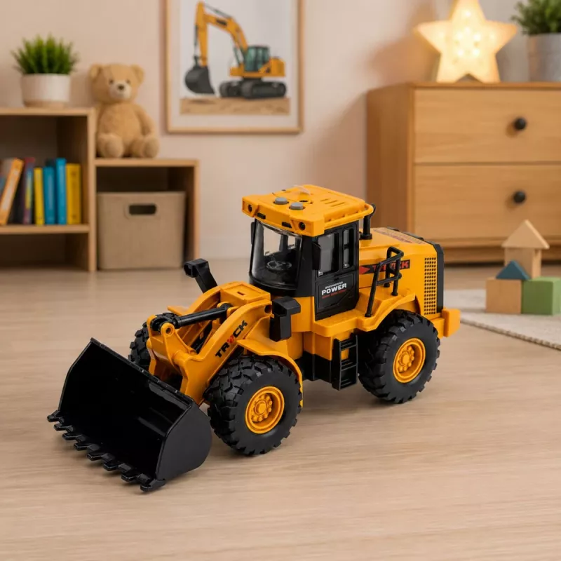 LEAN TOYS Ehitusmasin Ekskavaator Liigutatava Kopaga Helide ja Tuledega Kollane 1:43