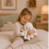 LEAN TOYS Plüššist kaheksajalg pehme mänguasi elastsete kombitsatega, valge, 30 cm