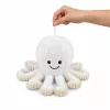 LEAN TOYS Plüššist kaheksajalg pehme mänguasi elastsete kombitsatega, valge, 30 cm