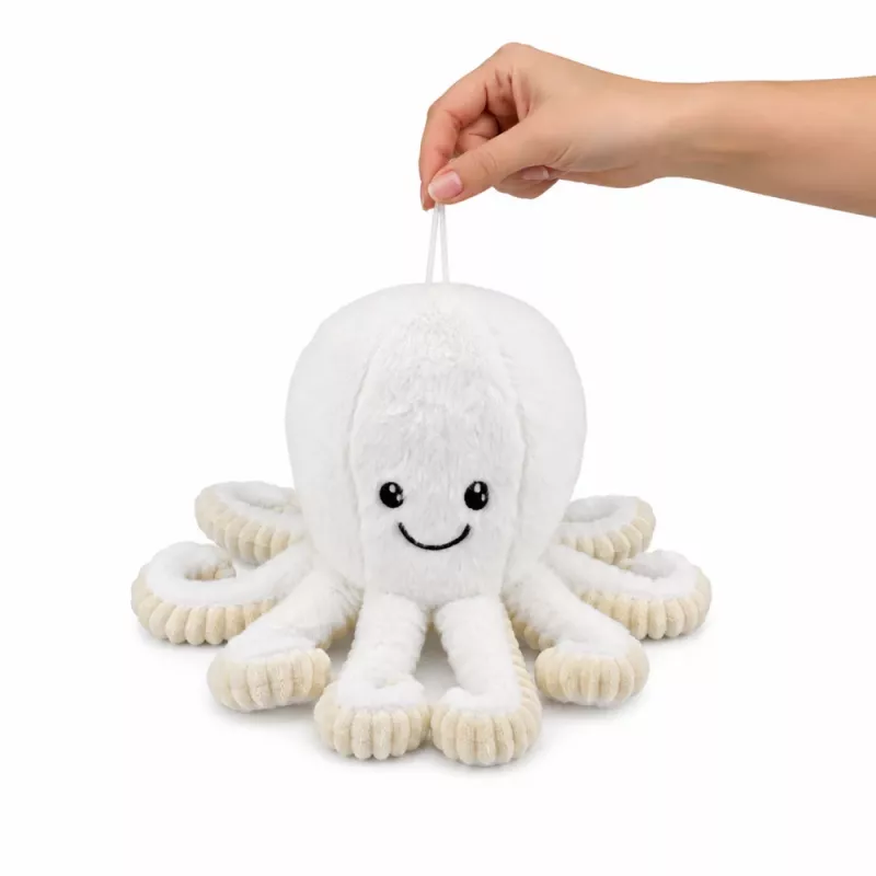 LEAN TOYS Plüššist kaheksajalg pehme mänguasi elastsete kombitsatega, valge, 30 cm