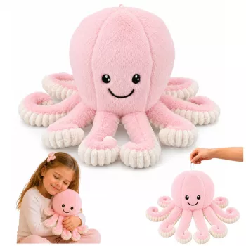 LEAN TOYS Plush Octopus Cuddly Toy with Elastic Tentacles Pink 50 cm
