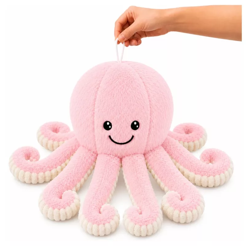 LEAN TOYS Plush Octopus Cuddly Toy with Elastic Tentacles Pink 50 cm