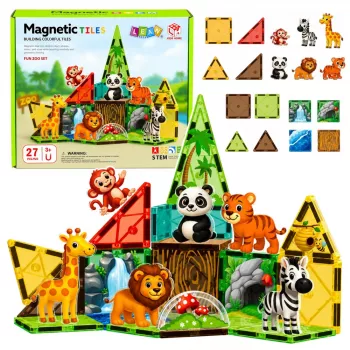 LEAN TOYS Magnetilised ehitusklotsid Metsloomad Džungel Loomadeaed 27 tk