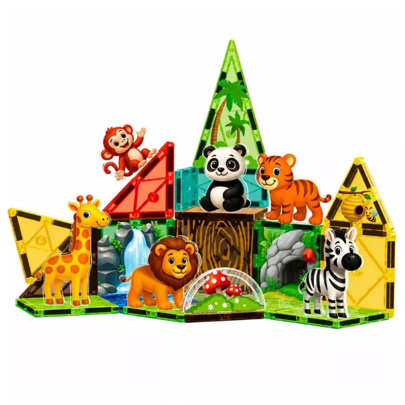 LEAN TOYS Magnetilised ehitusklotsid Metsloomad Džungel Loomadeaed 27 tk