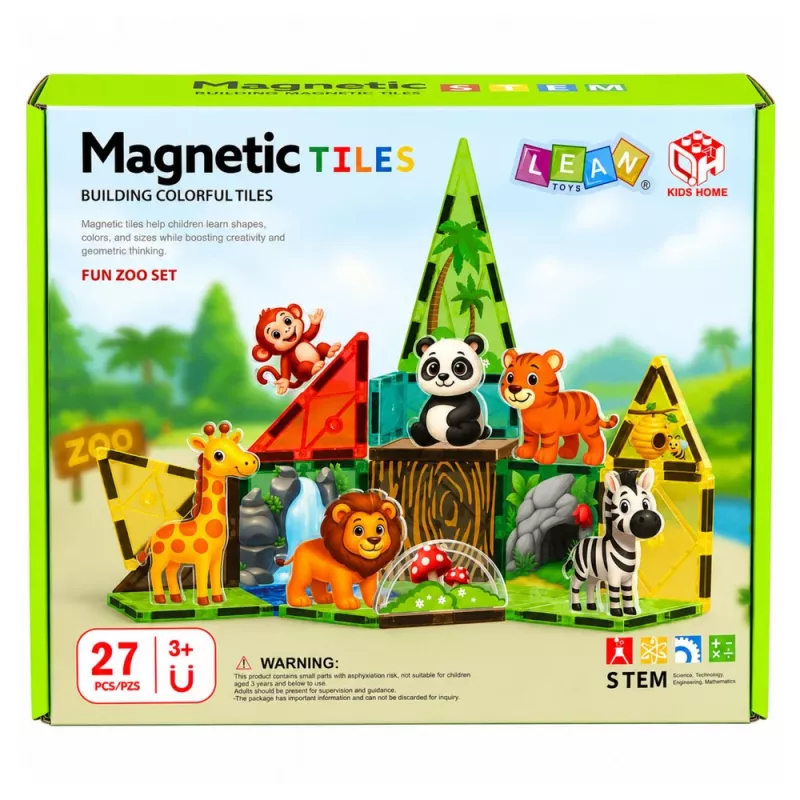 LEAN TOYS Magnetilised ehitusklotsid Metsloomad Džungel Loomadeaed 27 tk