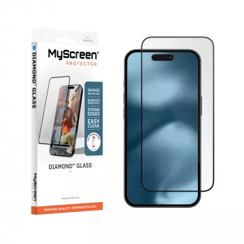 MyScreen Diamond Glass ekraanikaitse Apple iPhone 18 Pro jaoks - 9H karastatud klaas, täielik katvus, ümbrisega ühilduv, mullivaba paigaldus
