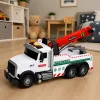 LEAN TOYS Ehitusveok reguleeritava kraanaga, tulede ja helidega, valge 1:14