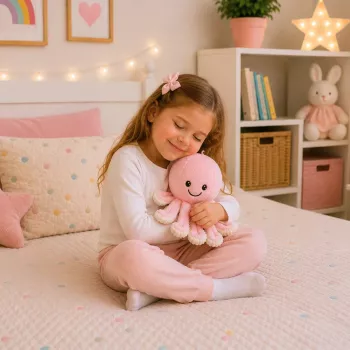 LEAN TOYS pehme kaheksajalg topisloom venivate kombitsatega, pehme roosa kaisumänguasi, 30 cm