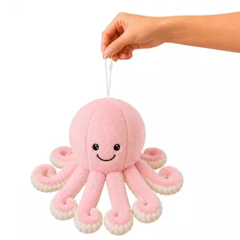 LEAN TOYS pehme kaheksajalg topisloom venivate kombitsatega, pehme roosa kaisumänguasi, 30 cm