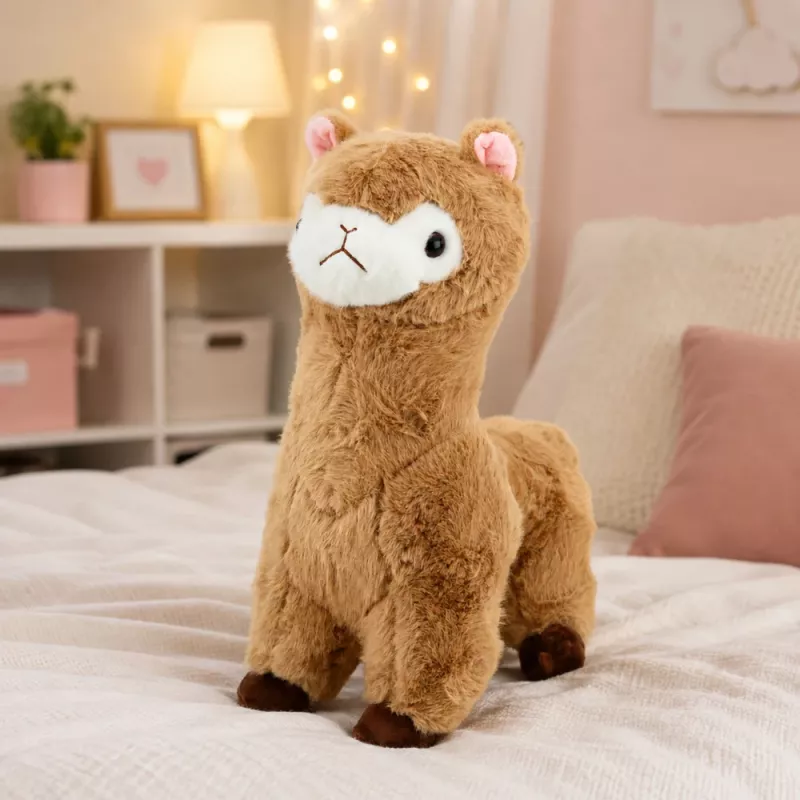 LEAN TOYS Plüšist alpakast laama mänguloom pehme karv beež 38 cm