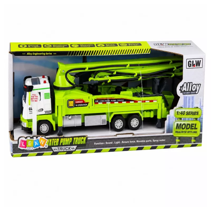 LEAN TOYS betoonipumba veok tulede, helide, veega, sõiduga 1:40