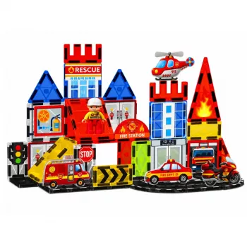 LEAN TOYS Magnetilised ehitusklotsid Tuletõrjejaam 42 tükki