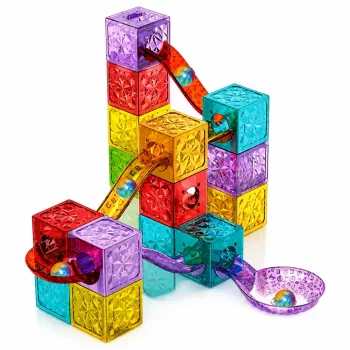 LEAN TOYS Magnetilised ehitusklotsid Kuubikud Pallirööbas Värviline 28 tk