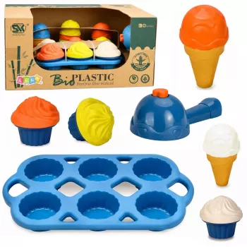 LEAN TOYS keskkonnasõbralik puidust jäätisevalmistaja komplekt lastele 26 tk