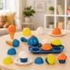 LEAN TOYS keskkonnasõbralik puidust jäätisevalmistaja komplekt lastele 26 tk