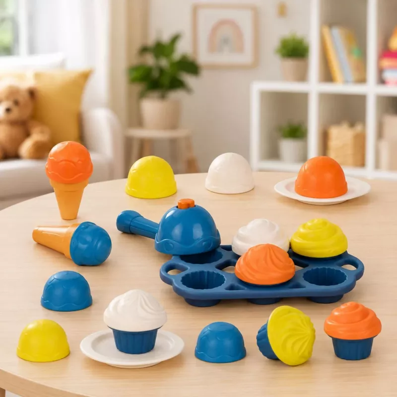 LEAN TOYS keskkonnasõbralik puidust jäätisevalmistaja komplekt lastele 26 tk
