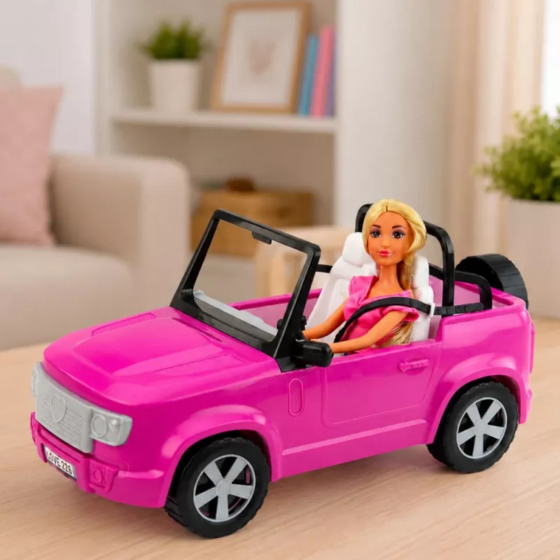 LEAN TOYS Anlily nukk avatava autoga lilla telefonihoidja ja kõrvaklappidega