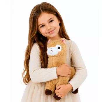 LEAN TOYS Plüüšist alpakast laama mänguloom, pehme kaisuloom, kreemikas, 38 cm