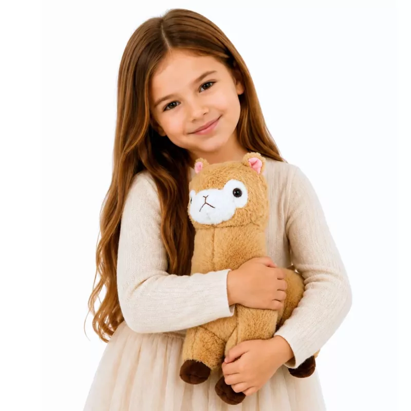 LEAN TOYS Plüüšist alpakast laama mänguloom, pehme kaisuloom, kreemikas, 38 cm