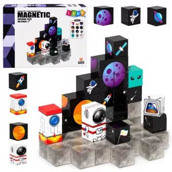 LEAN TOYS Magnetiliste klotside komplekt 50 tükki 3D kuubikud piksli ehituskomplekt