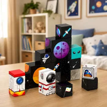 LEAN TOYS Magnetiliste klotside komplekt 50 tükki 3D kuubikud piksli ehituskomplekt