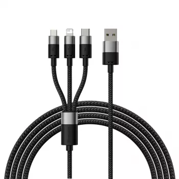 Baseus StarSpeed USB 3-in-1 mitmeotstarbeline laadimiskaabel USB-C + Micro USB + Lightning 3.5A 1.2m must