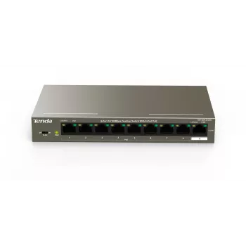 Tenda TEF1109P-8-102W 9-pordiline laua-PoE-lüliti, 8 PoE+ porti, 102W eelarve, 10/100 Mbps
