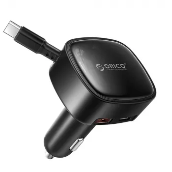 ORICO FC-66-1A2C 66W auto laadija kokkutõmmatava USB-C kaabliga - must
