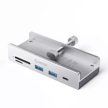 ORICO MH5PC klambriga USB-C jaotur 2x USB-A, 1x USB-C, SD/TF-kaardilugejaga - hõbedane