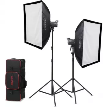 Godox Litemons LA200D K2 2-valguseline Daylight LED Monolight komplekt pehmete kastide, statiivide ja kandekotiga