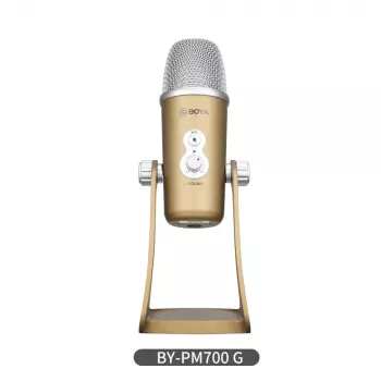 BOYA BY-PM700G USB kondensaatormikrofon 4 polaarmustriga, 24-bit/48kHz, helitugevuse ja vaigistuse juhtimine, kõrvaklappide kuulamine, PC/Mac jaoks