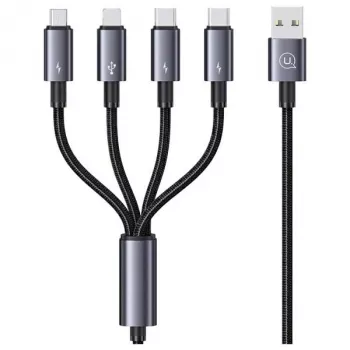 USAMS 4-in-1 mitmeotstarbeline laadimiskaabel 2x USB-C / Lightning / Micro USB 15W 1,2m must