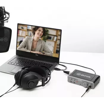 BOYA BY-AM1 2-kanaliline USB-C heliliides XLR/TRS-sisendite, +48V fantoomtoite ja otsese kuulamisega