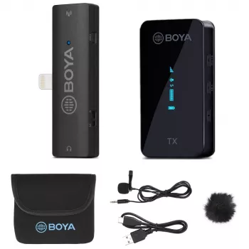 BOYA BY-XM6-S3 2.4GHz kahe kanaliga traadita mikrofonisüsteem iOS-seadmetele Lightning-pistikuga