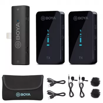 Boya BY-XM6-S4 juhtmevaba mikrofonisüsteem iOS-ile Lightningiga, 2 saatjat (BY-XM6-S4)