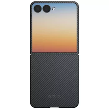 PITAKA Edge Case Samsung Galaxy Z Flip5 jaoks - Fusion Weaving must/hall aramiidkiust õhuke pealeklõpsatav kate MagSafe ühilduvusega